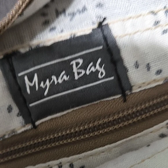 Myra Bag Brown and White Patterned Handbag - Picture 2 of 6